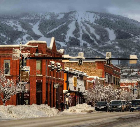photo of downtown steamboat springs and steamboat springs ski resort